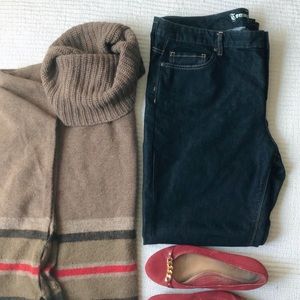 Loft brown and red sweater cape